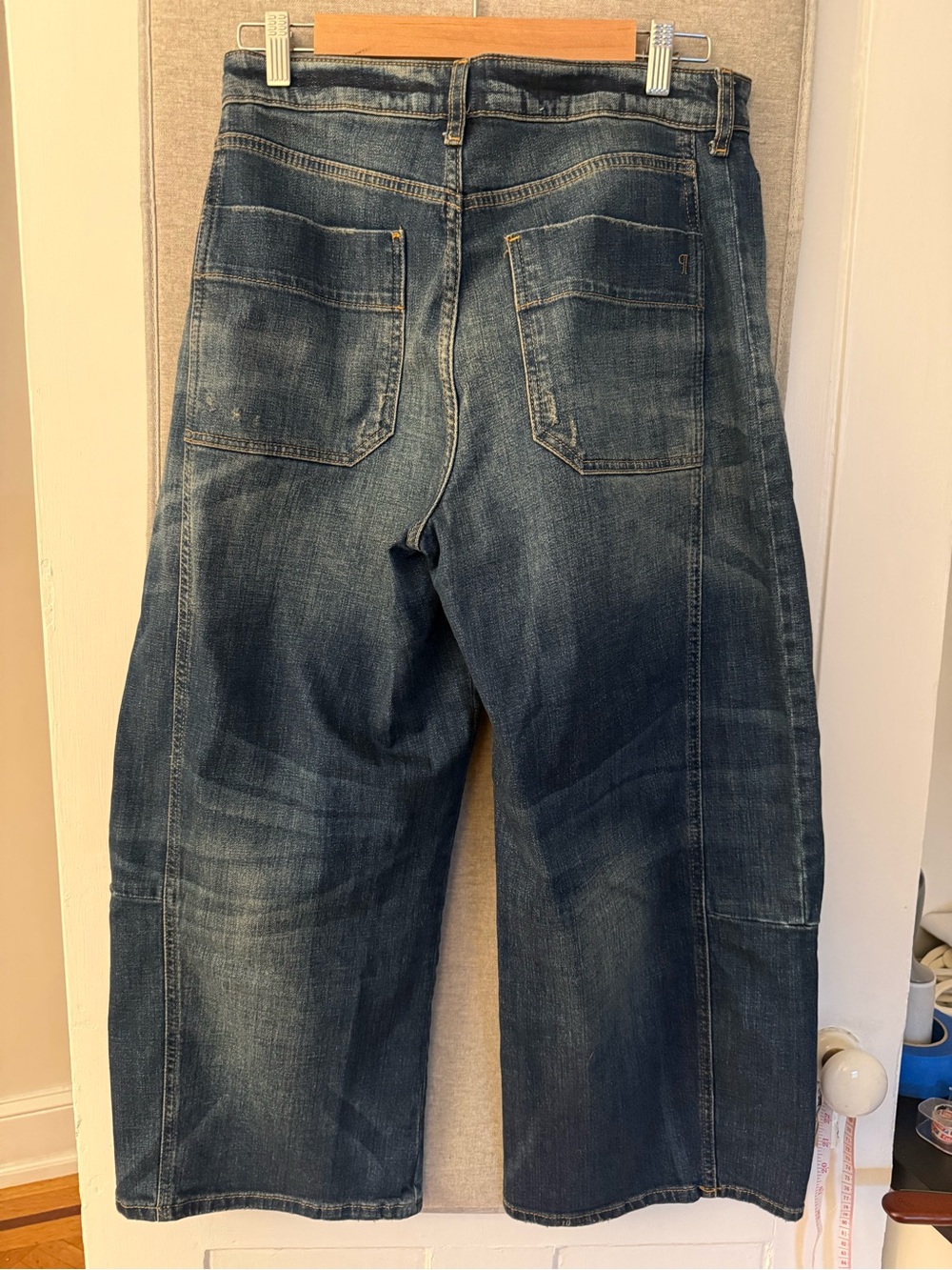 Pilcro (Anthropologie) Heritage Curve Mid-Rise Wide-Leg Jeans Washed Blue Denim - Picture 11 of 11